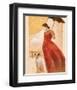 Lady in Red with Dog-Joadoor-Framed Art Print