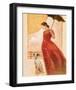 Lady in Red with Dog-Joadoor-Framed Art Print