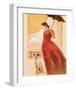 Lady in Red with Dog-Joadoor-Framed Art Print