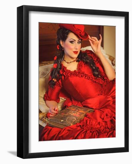 Lady in Red-Winter Wolf Studios-Framed Photographic Print