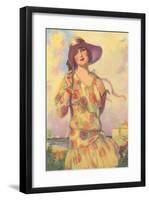 Lady in Spotted Flapper Dress-null-Framed Art Print