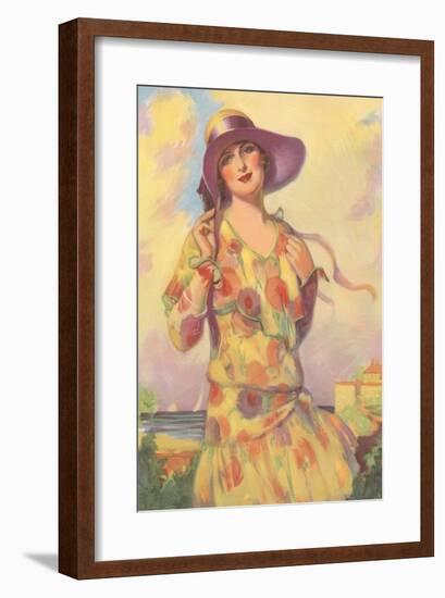 Lady in Spotted Flapper Dress-null-Framed Art Print