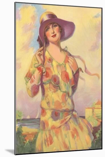 Lady in Spotted Flapper Dress-null-Mounted Art Print