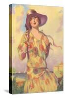 Lady in Spotted Flapper Dress-null-Stretched Canvas