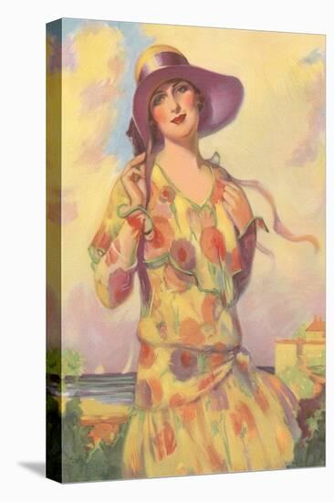 Lady in Spotted Flapper Dress-null-Stretched Canvas