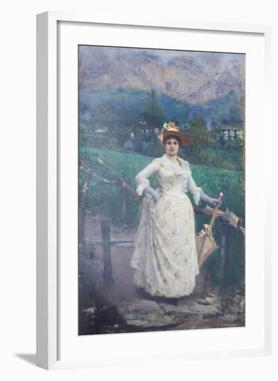 Lady in the Countryside, 1889 (Oil on Canvas)-Giacomo Grosso-Framed Giclee Print