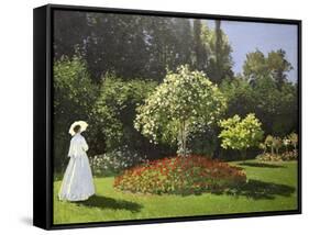 Lady in the Garden, 1867-Claude Monet-Framed Stretched Canvas