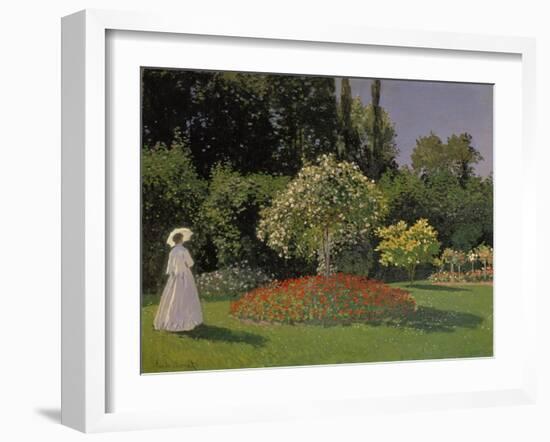 Lady in the Garden, 1867-Claude Monet-Framed Giclee Print