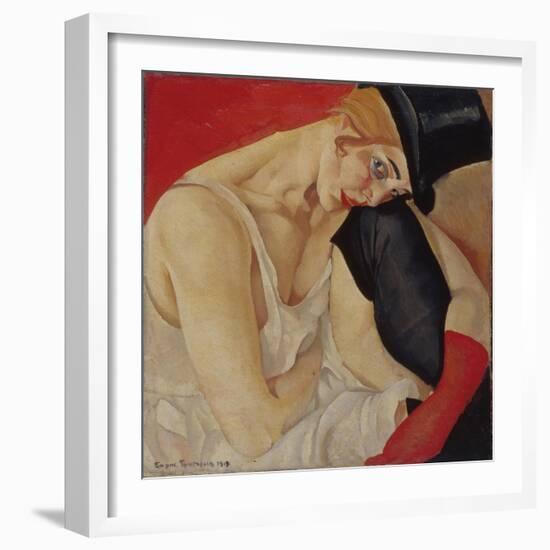 Lady in Top Hat, 1919-Boris Dmitryevich Grigoriev-Framed Giclee Print