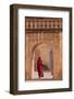 Lady in Traditional Dress Walking Through a Gateway in the Amber Fort Near Jaipur, Rajasthan, India-Martin Child-Framed Photographic Print