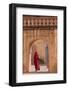 Lady in Traditional Dress Walking Through a Gateway in the Amber Fort Near Jaipur, Rajasthan, India-Martin Child-Framed Photographic Print