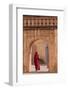 Lady in Traditional Dress Walking Through a Gateway in the Amber Fort Near Jaipur, Rajasthan, India-Martin Child-Framed Photographic Print