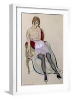 Lady in Underwear, 1917 (W/C)-Gerda Marie Frederike Wegener-Framed Giclee Print