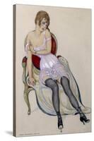 Lady in Underwear, 1917 (W/C)-Gerda Marie Frederike Wegener-Stretched Canvas