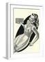 Lady in Underwear Adjusting Radio-null-Framed Art Print