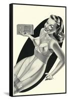 Lady in Underwear Adjusting Radio-null-Framed Stretched Canvas