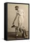 Lady in Underwear and Shoes-null-Framed Stretched Canvas