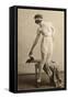 Lady in Underwear and Shoes-null-Framed Stretched Canvas