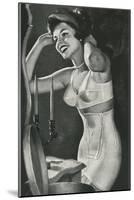 Lady in Underwear Trying on Hat-null-Mounted Art Print
