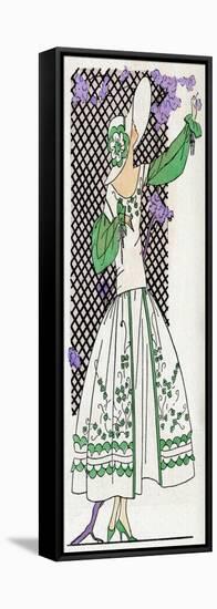 Lady in White and Green Dress-null-Framed Stretched Canvas