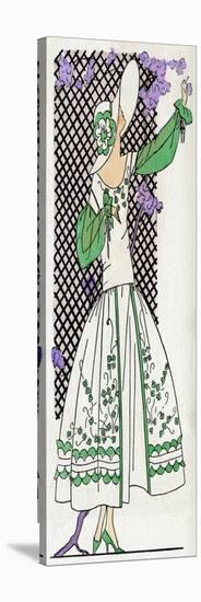 Lady in White and Green Dress-null-Stretched Canvas