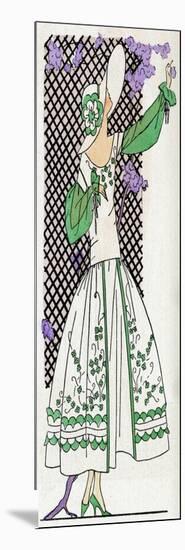 Lady in White and Green Dress-null-Mounted Art Print