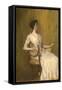 Lady in White, C.1901 (Oil on Panel)-Thomas Wilmer Dewing-Framed Stretched Canvas