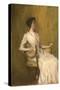 Lady in White, C.1901 (Oil on Panel)-Thomas Wilmer Dewing-Stretched Canvas