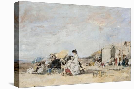 Lady in White on the Beach at Trouville-Eugène-Louis Boudin-Stretched Canvas