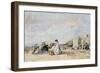 Lady in White on the Beach at Trouville-Eugène-Louis Boudin-Framed Giclee Print