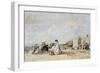 Lady in White on the Beach at Trouville-Eugène-Louis Boudin-Framed Giclee Print