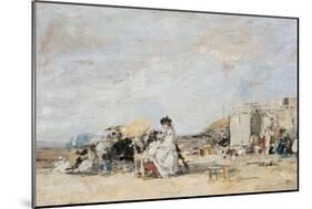 Lady in White on the Beach at Trouville-Eugène-Louis Boudin-Mounted Giclee Print