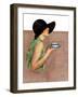 "Lady in Wide Brim Hat Holding Tea Cup,"March 24, 1928-Penrhyn Stanlaws-Framed Premium Giclee Print