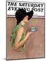 "Lady in Wide Brim Hat Holding Tea Cup," Saturday Evening Post Cover, March 24, 1928-Penrhyn Stanlaws-Mounted Giclee Print