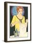 Lady Ironing Camisole-null-Framed Art Print