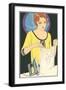 Lady Ironing Camisole-null-Framed Art Print