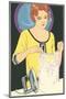 Lady Ironing Camisole-null-Mounted Art Print