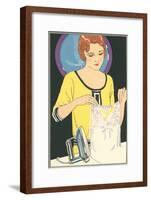 Lady Ironing Camisole-null-Framed Art Print