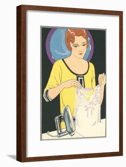 Lady Ironing Camisole-null-Framed Art Print