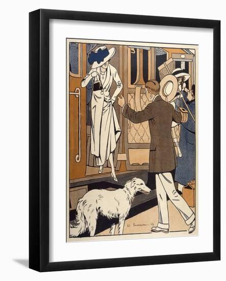 Lady is Welcomed as She Arrives at a Station-Ed Touraine-Framed Art Print