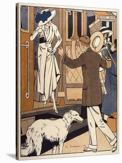 Lady is Welcomed as She Arrives at a Station-Ed Touraine-Stretched Canvas