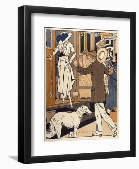 Lady is Welcomed as She Arrives at a Station-Ed Touraine-Framed Art Print