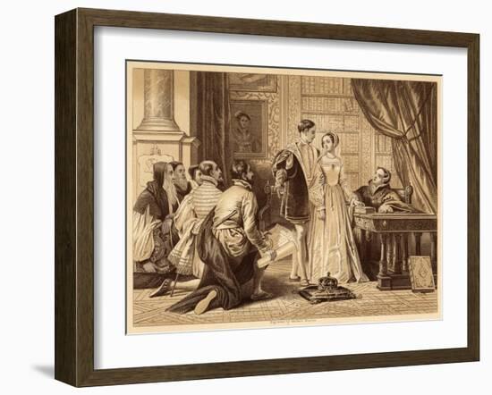 Lady Jane Greys Reluctance to Accept the Crown Pictured Here with Lord Guildford Dudley Her Husband-Herbert Bourne-Framed Art Print