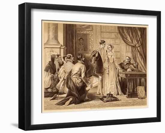 Lady Jane Greys Reluctance to Accept the Crown Pictured Here with Lord Guildford Dudley Her Husband-Herbert Bourne-Framed Art Print