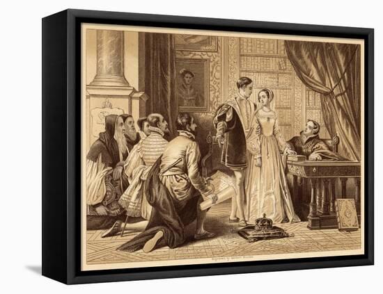 Lady Jane Greys Reluctance to Accept the Crown Pictured Here with Lord Guildford Dudley Her Husband-Herbert Bourne-Framed Stretched Canvas