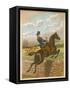 Lady Jumping a Wall Side Saddle on a Brown Horse-C.b. Herberte-Framed Stretched Canvas