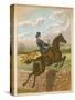 Lady Jumping a Wall Side Saddle on a Brown Horse-C.b. Herberte-Stretched Canvas