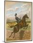 Lady Jumping a Wall Side Saddle on a Brown Horse-C.b. Herberte-Mounted Photographic Print