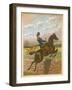 Lady Jumping a Wall Side Saddle on a Brown Horse-C.b. Herberte-Framed Photographic Print