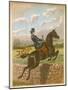 Lady Jumping a Wall Side Saddle on a Brown Horse-C.b. Herberte-Mounted Photographic Print